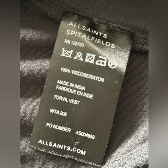 All saints black sheer sequin blouse tank top sexy size 10 - Picture 8 of 10